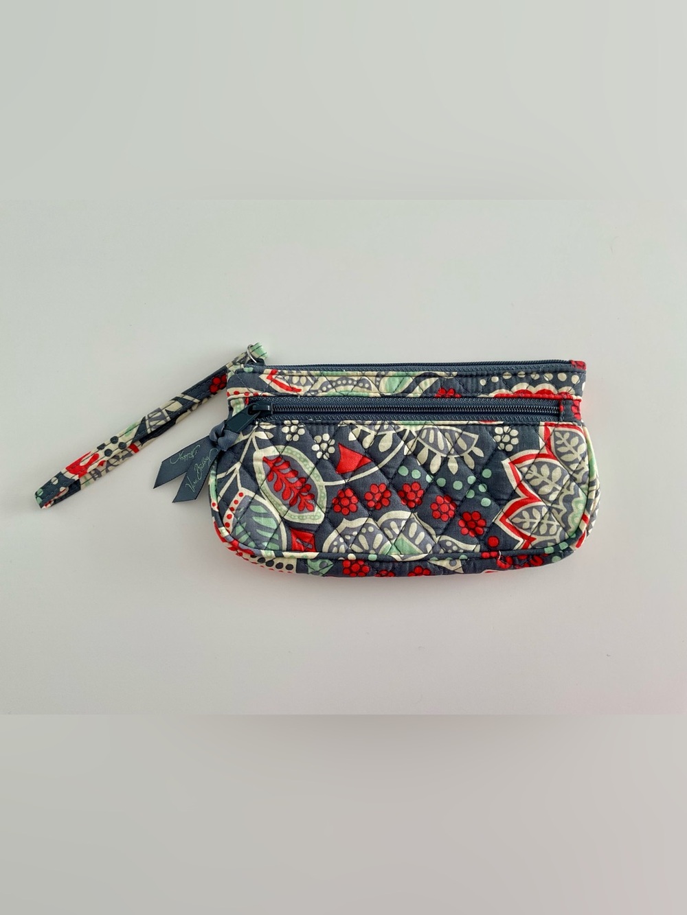 Vera Bradley Navy Floral Quilted Wristlet